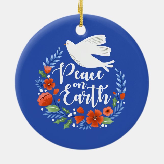 Weltfrieden Weihnachten Keramik Ornament (Hinten)