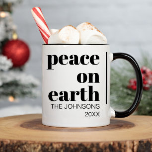 Weltfrieden Weihnachten Minimalistische Familie Tasse