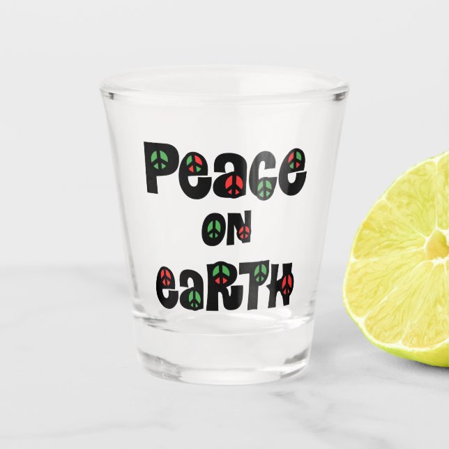 Weltfrieden Weihnachten Schnapsglas (Vorderseite)