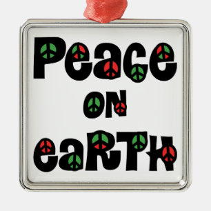 Weltfrieden Weihnachten Silbernes Ornament