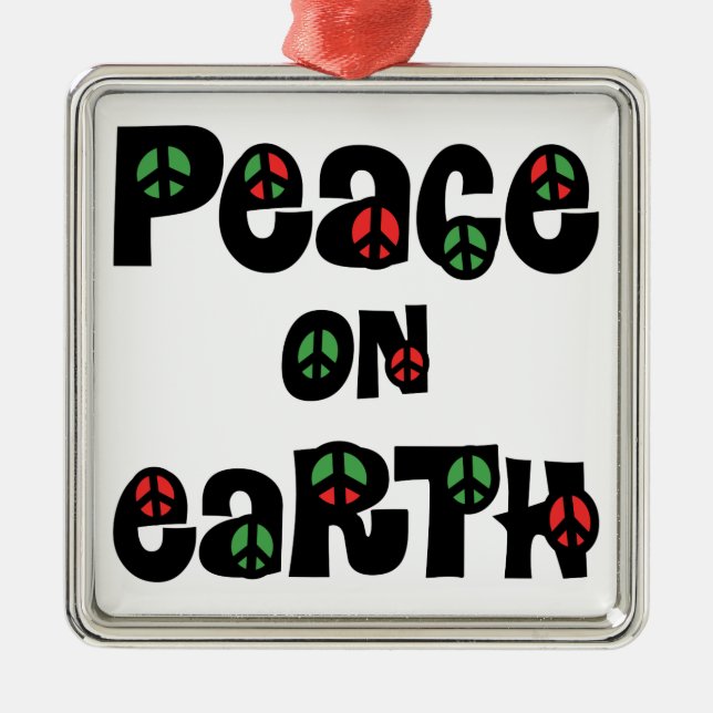Weltfrieden Weihnachten Silbernes Ornament (Vorne)