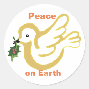 Weltfrieden-Weihnachten tauchte mit Stechpalme Runder Aufkleber