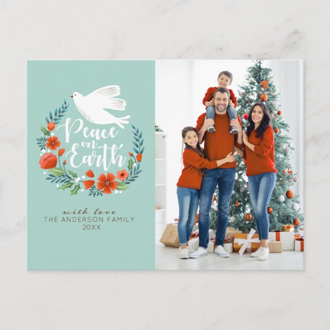 Weltfrieden Weihnachts-Foto Postkarte (Vorderseite)