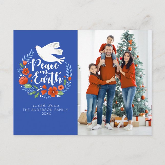 Weltfrieden Weihnachts-Foto Postkarte (Vorderseite)
