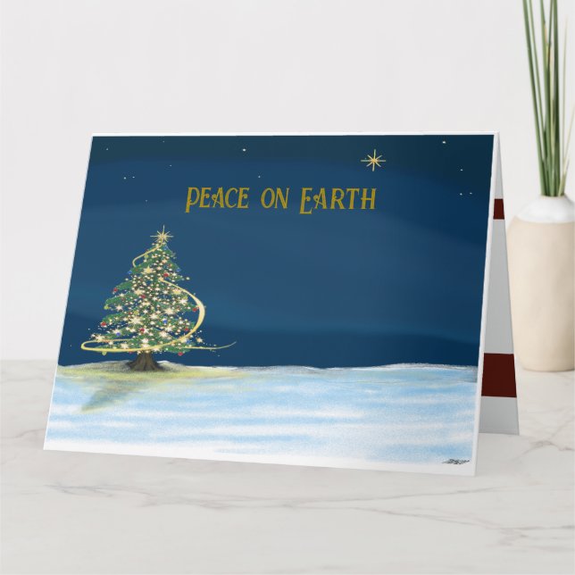 Weltfrieden Weihnachtsbaum auf Starry Night Karte (Vorderseite)