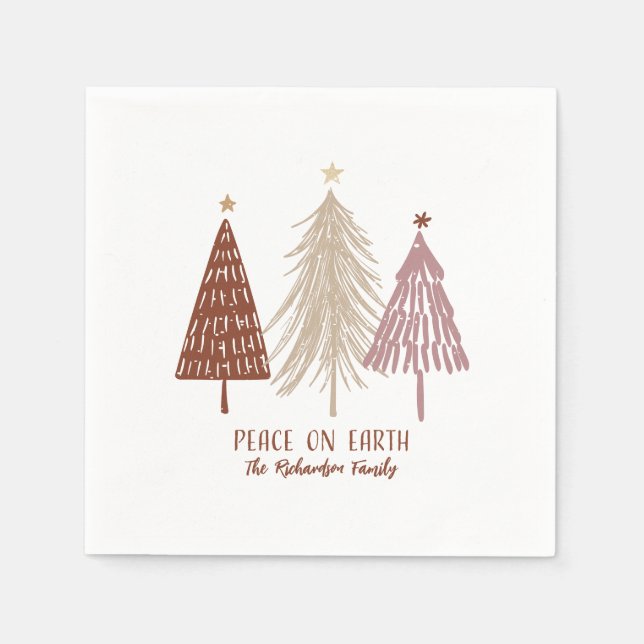 Weltfrieden Weihnachtsbaumen Feiertag Serviette (Vorderseite)