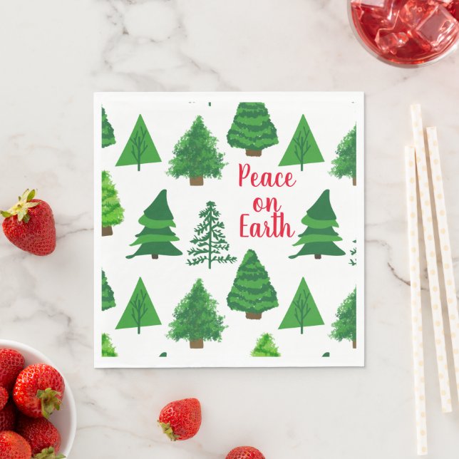 Weltfrieden Weihnachtsbaumen Serviette (Beispiel)