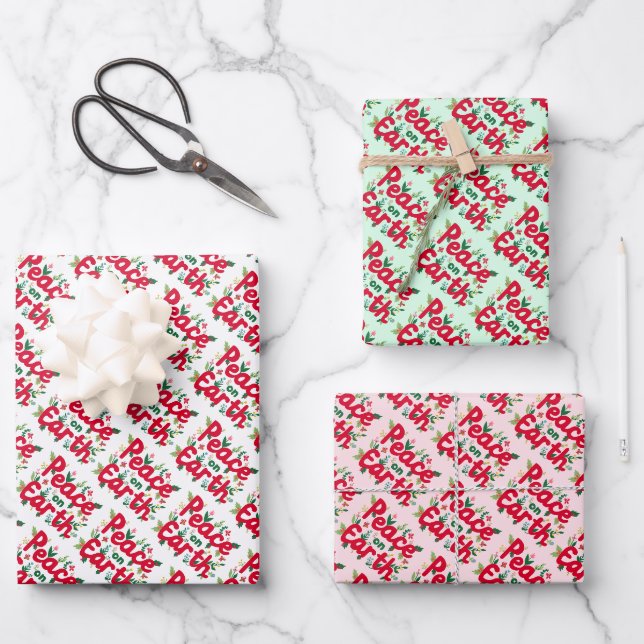 WELTFRIEDEN Weihnachtsfeiertag HandDrawn Variety Geschenkpapier Set (Vorderseite)