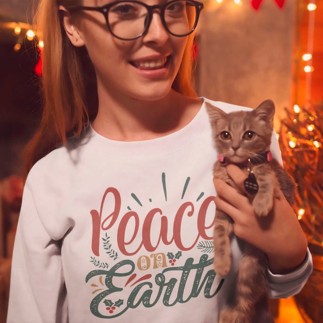 Weltfrieden Weihnachtsfeiertag Kalligrafie Sweatshirt (Von Creator hochgeladen)