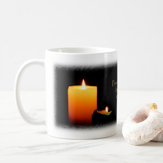 Weltfrieden Weihnachtskerzen Tasse (Mit Donut)