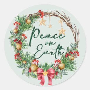Weltfrieden Weihnachtskranz Umschlag Aufkleber