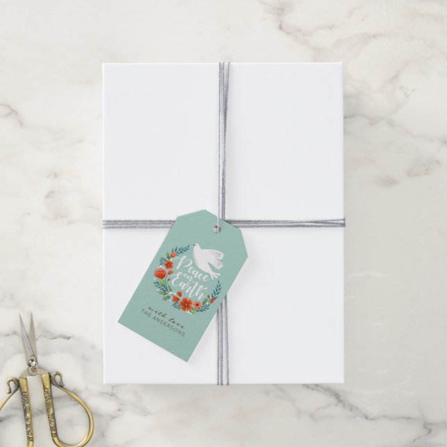 Weltfrieden Weihnachtsschrift Geschenkanhänger (Mit Garn)