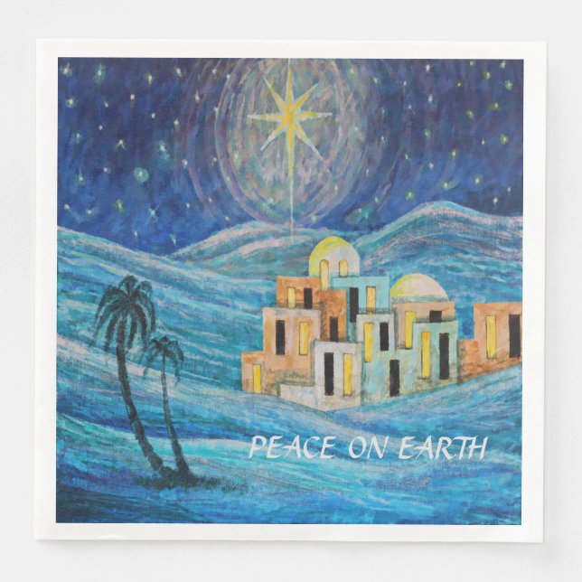 Weltfrieden Weihnachtsstern von Bethlehem Napkins Serviette (Vorderseite)
