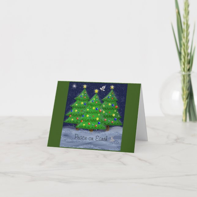 Weltfrieden. Weiße Taube. Weihnachtskarte Karte (Vorderseite)
