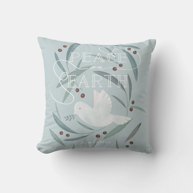 Weltfrieden White Dove Blue Holiday Kissen (Vorderseite)