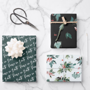 Weltfrieden Winter Botanische Berry-Muster Geschenkpapier Set