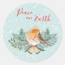 Weltfrieden Winter Robin Christlich Weihnachten Runder Aufkleber