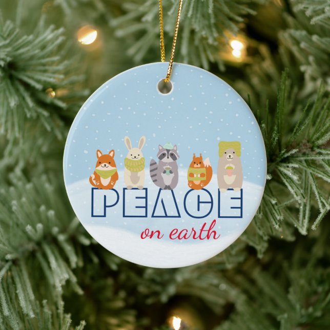Weltfrieden Woodland Animals Keramik Ornament (Baum)