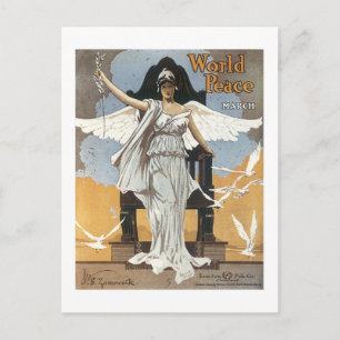 Weltfriedensmarsch Vintage Songbook Cover Postkarte