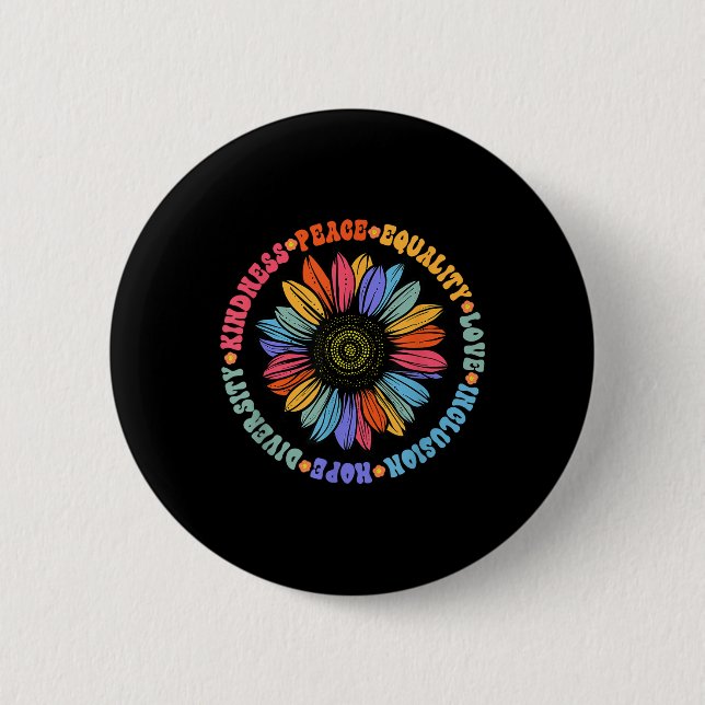 Weltfriedensstifter Sonnenblumenblumengestelle Button (Vorderseite)