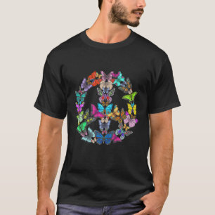 Weltfriedenssyndrom Schmetterlinge 60er 70er Hippi T-Shirt