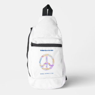 Weltfriedenstag Frieden Zeichen Wort Cloud Water F Crossbody Bag