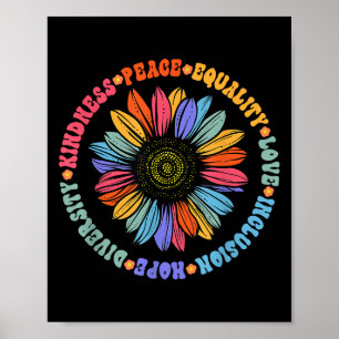 Weltfriedensunterstützer Sonnenblumen-Blumenoutfit Poster