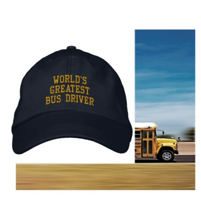 Weltgrößter Busfahrer mit bestickter Kappe (Von Creator hochgeladen)