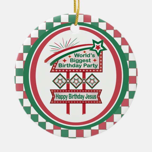 Weltgrößter Geburtstagsparteitag Keramik Ornament (Vorne)