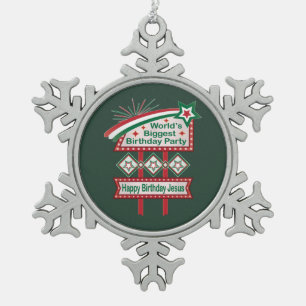 Weltgrößter Geburtstagsparteitag Schneeflocken Zinn-Ornament