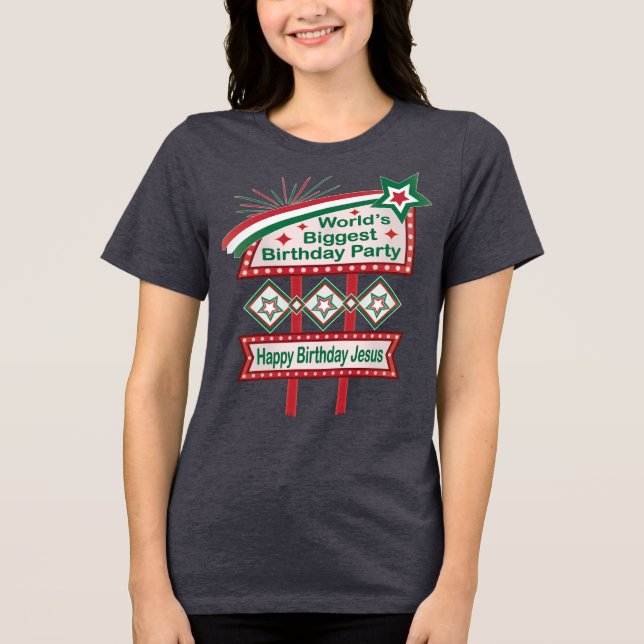 Weltgrößter Geburtstagsparteitag Tri-Blend Shirt (Vorderseite)