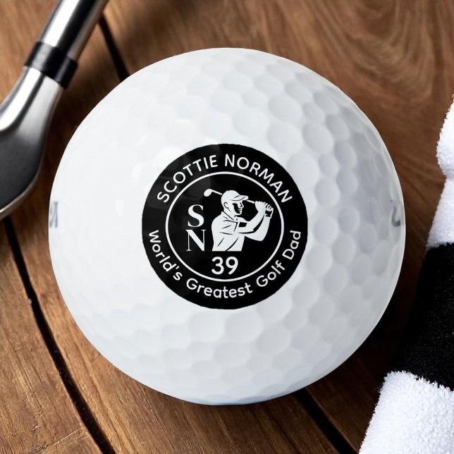 'Weltgrößter Golf-Vater' BLACK-LOGO Golfball (Von Creator hochgeladen)