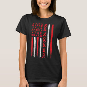 Welthilfen Hochzeitbewusstsein Rote Schleifenflagg T-Shirt