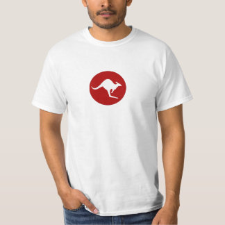 Weltkänguruh-weißer Känguru auf Kastanienbraun T-Shirt