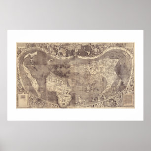 Weltkarte 1507 Martins Waldseemuller Poster
