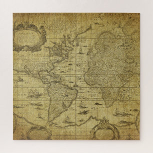 Weltkarte 1635: Vintage-Stil