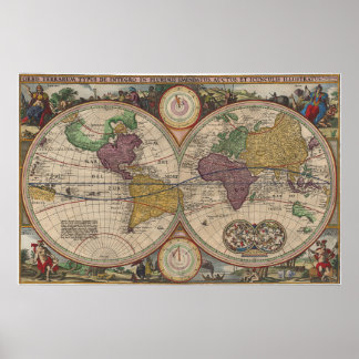 Weltkarte 1657 poster