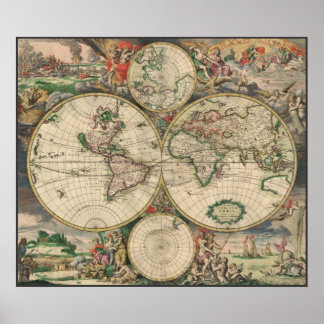 Weltkarte 1671 poster
