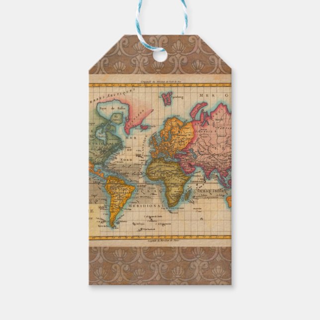 Weltkarte 1700er antike Kontinente Geschenkanhänger (Vorderseite)