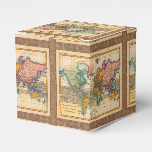 Weltkarte 1700er antike Kontinente Geschenkschachtel (Vorderseite)