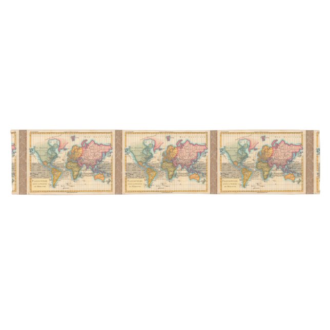 Weltkarte 1700er antike Kontinente Kurzer Tischläufer (Horizontal)
