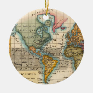 Weltkarte 1700er Jahre Antik Keramik Ornament