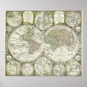 Weltkarte 1744 poster