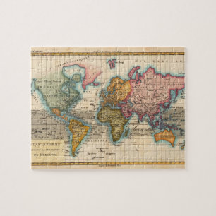 Weltkarte 1780 Bonne Antique Planisphäre 