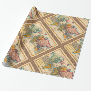 Weltkarte 1780 Bonne Antique Planisphäre Geschenkpapier