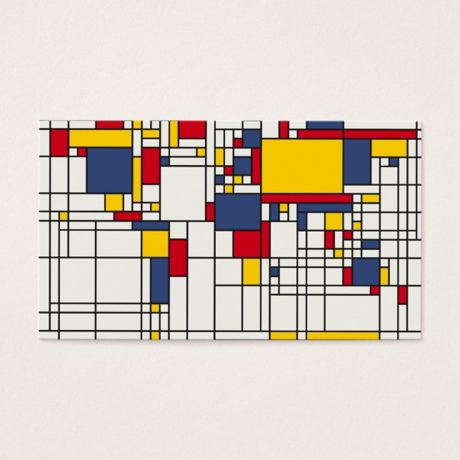 Weltkarte Abstrakt Mondrian Style (Vorderseite)