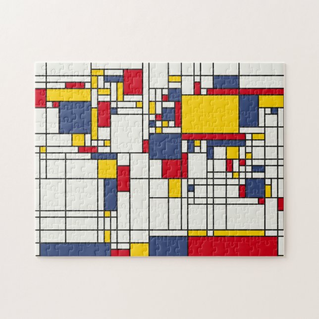Weltkarte abstrakte Mondrian Art (Horizontal)