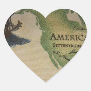 Weltkarte - Amerika Herz-Aufkleber