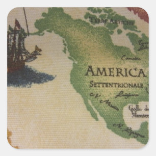 Weltkarte - Amerika Quadratischer Aufkleber