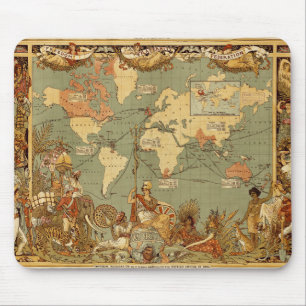 Weltkarte Antique 1886 Illustriert Mousepad